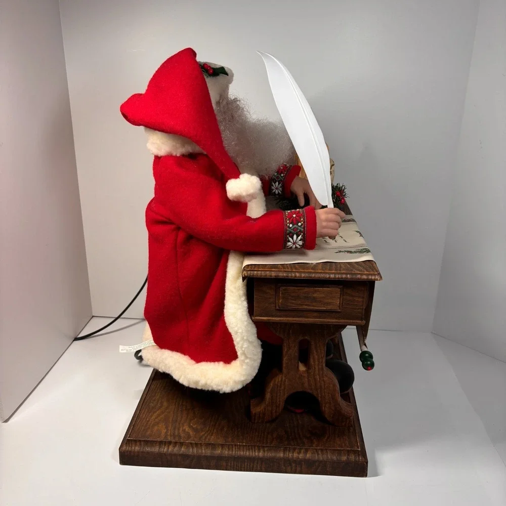 Traditions Animated Santa at Writing Desk w Candle light list 90s Works VTG